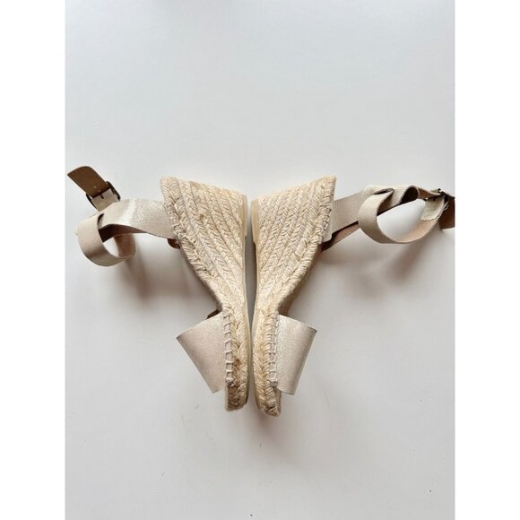 J CREW Corsica Gold Leather Platform Espadrille Wedge Sandals, Size 7 - Picture 12 of 16